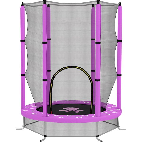 AIYAPLAY 4.6FT Toddler Trampoline w/ Safety Enclosure Net, for Indoor Outdoor Use, Ages 3-6 Years, Octopus Pattern - Purple