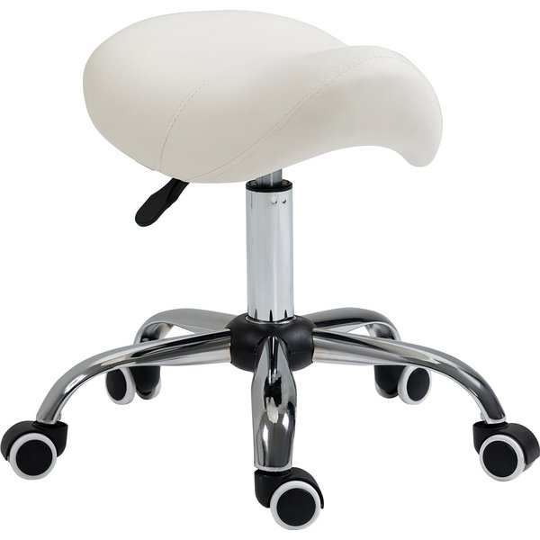 HOMCOM Rollhocker Drehhocker höhenverstellbar Sattelhocker gepolstert in Weiß für Büro & Zuhause Aosom.de