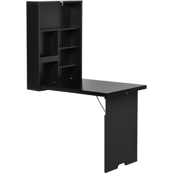 HOMCOM Wandklapptisch Klappschreibtisch Computertisch mit Tafel Schwarz 60x94,5x147cm Aosom