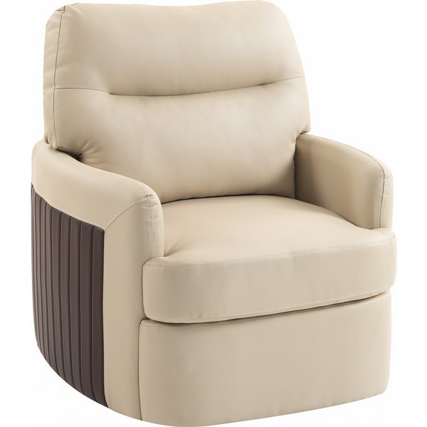 HOMCOM 360° Swivel Accent Chair, Modern Armchair with Thick Cushion, PU Leather Upholstered, Cream White