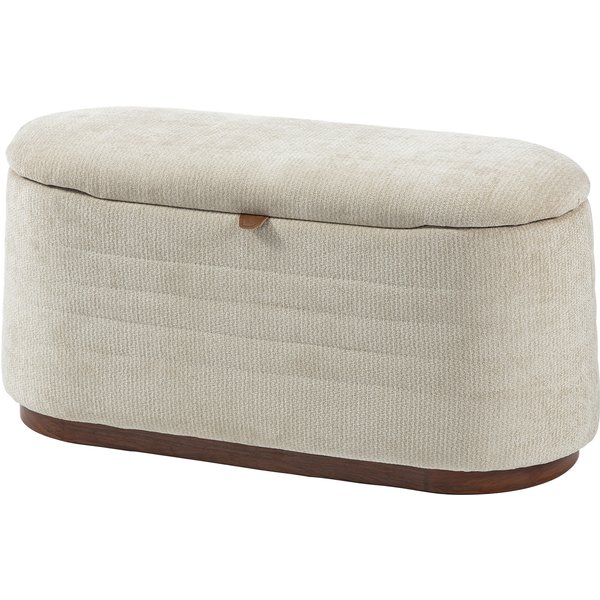 HOMCOM Sitzbank mit Stauraum, Polsterbank mit Chenille-Optik, Bettbank für Wohnzimmer, Schlafzimmer, Flur, Belastbar bis 220 kg, 91 x 40,5 x 45 cm, Beige Aosom