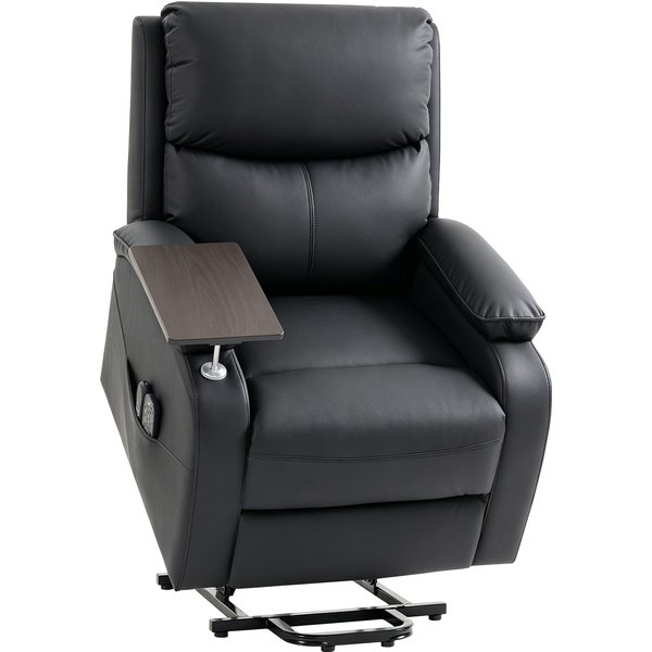 HOMCOM Riser Recliner Chair with Massage and Heat, Electric Lift Recliner Armchair for Elderly, with Side Table, Black