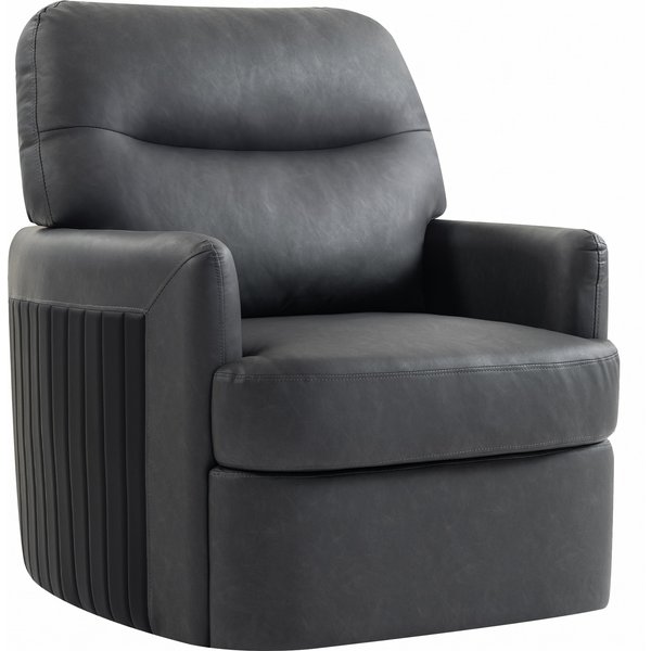 HOMCOM 360° Swivel Accent Chair, Modern Armchair with Thick Cushion, PU Leather Upholstered, Dark Grey