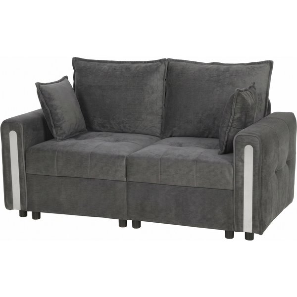 HOMCOM 2 Seater Sofa with Lift-Up Storage, 168 cm Comfy Velvet Small Couch with Wide Deep Seat, Plush Backrest, Thick Padding, 2 Pillows, Loveseat for Living Room, Home Office, Dark Grey