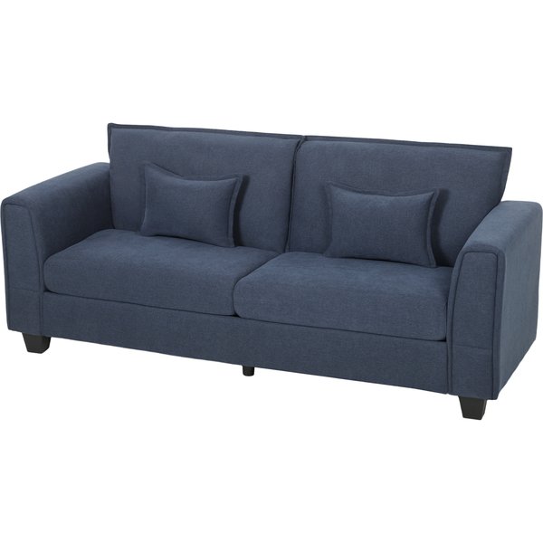 HOMCOM 3 Seater Sofa, Linen Upholstered Sofa Couch with Spring Cushions, Thick Padding, Wide Padded Armrests, Dark Blue