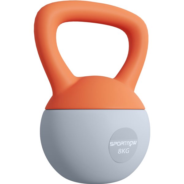 SPORTNOW Soft Kettlebell, 8kg Kettle Bell with Non-Slip Handle for Home Gym Weight Lifting and Strength Training, Orange and Grey