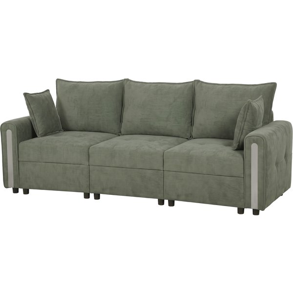 HOMCOM 3 Seater Sofa with Lift-Up Storage, 228cm Comfy Velvet Couch with Wide Deep Seat, Dark Green