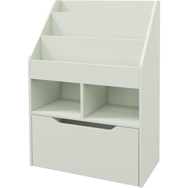 HOMCOM Kids Bookshelf, Toy Organiser, with Storage Drawer, Wheels - Green