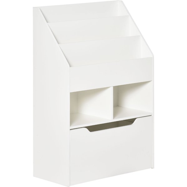 HOMCOM Kids Bookshelf, Toy Organiser, with Storage Drawer, Wheels - White | Aosom Ireland