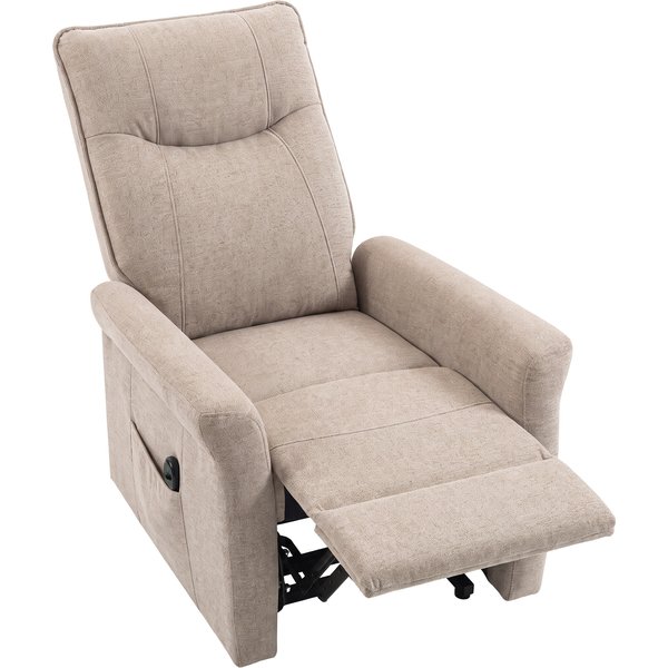 HOMCOM Elektrischer Relaxsessel mit Liegefunktion und Aufstehhilfe 155°, Chenillebezug, Aufstehsessel mit Fernbedienung, Sitz mit Taschenfedern, Fußteil, breite Armlehnen, Belastung 150 kg, Hellbraun Aosom