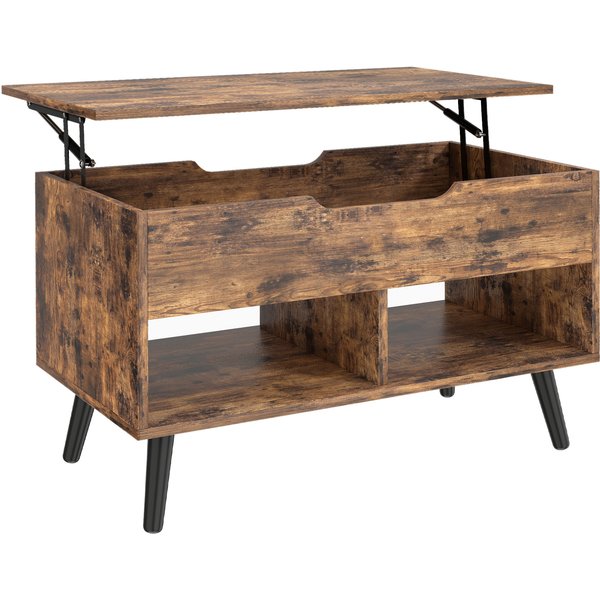 HOMCOM Lift Top Coffee Table with Hidden Storage Living Room Table Metal Legs 75 cm Rustic Brown