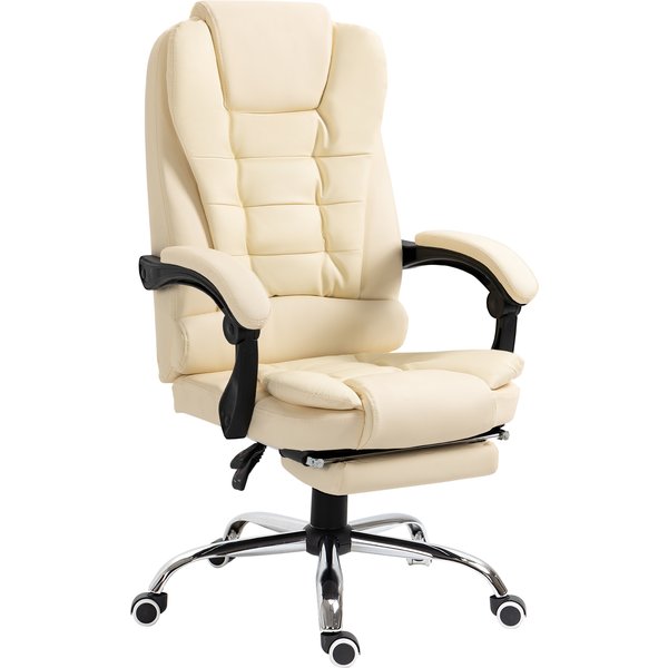 HOMCOM Chefsessel Bürostuhl mit Fußstütze, höhenverstellbarer Schreibtischstuhl mit Neigefunktion & Armlehnen, Kunstleder, ergonomisch Aosom.de