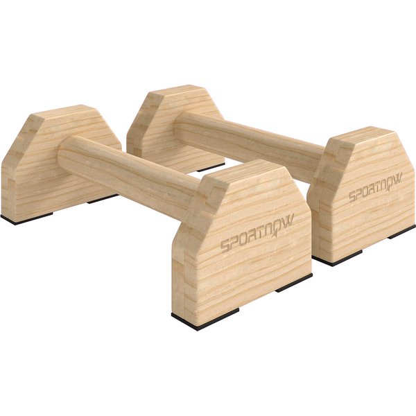 SPORTNOW 2er-Set Liegestützgriffe rutschfest Push Up Griffe aus Holz Parallettes Liegestützen für Muskeltraining, Krafttraining, Natur Aosom