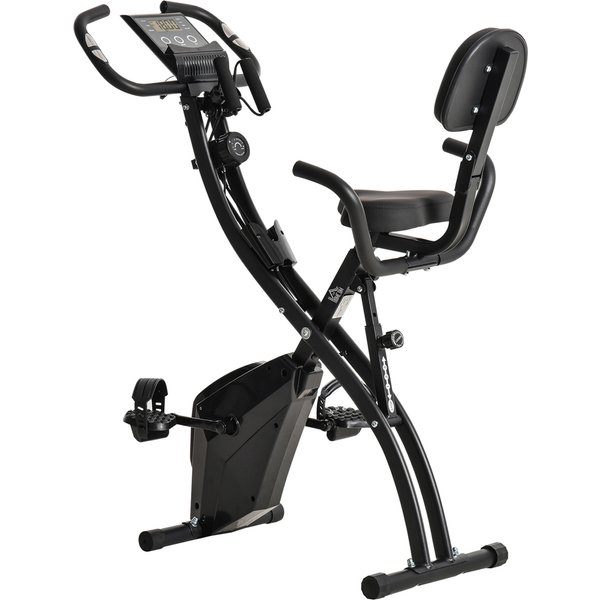 HOMCOM Heimtrainer, 2-in-1 Fahrradtrainer, Hometrainer, klappbarer Trimmrad mit 8 stufig einstellbarem Magnetwiderstand, 1 Paar Spannseil Aosom