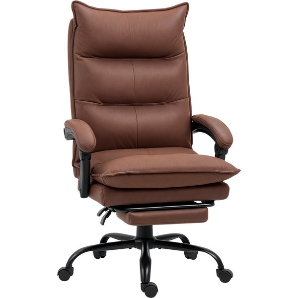 Vinsetto Bürostuhl mit Massagefunktion, 155° neigbar, Drehstuhl mit Armlehne, ergonomischer Schreibtischstuhl, Braun Aosom
