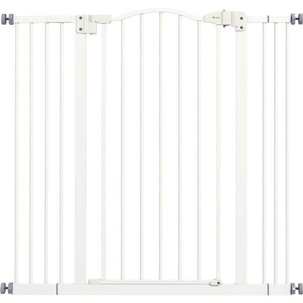 PawHut Pressure Fit Dog Stair Gate No Drilling Safety Gate Auto Close for Doorways, Hallways, 74-100cm Adjustable, 94cm Tall, White | Aosom Ireland