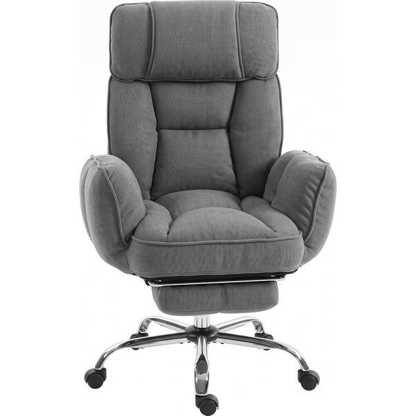 HOMCOM Executive Office Chair Height Adjustable Desk Chair Reclining Flip-up Armrest Footrest, Dark Grey