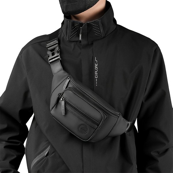 Lightweight Men Waist Fanny Pack Water Repellent Nylon Multi Compartment Crossbody Sling Bag Adjustable Belt For Sport Travel Daily Commute-image