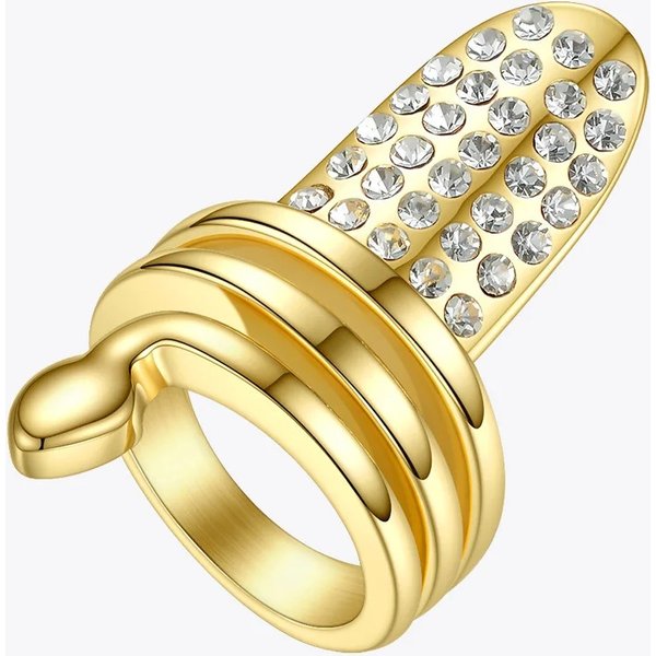 Punk Snake Rhinestone Nail Ring Stainless Steel Curve Finger Rings For Women Accessories Fashion Jewelry Gifts R194018