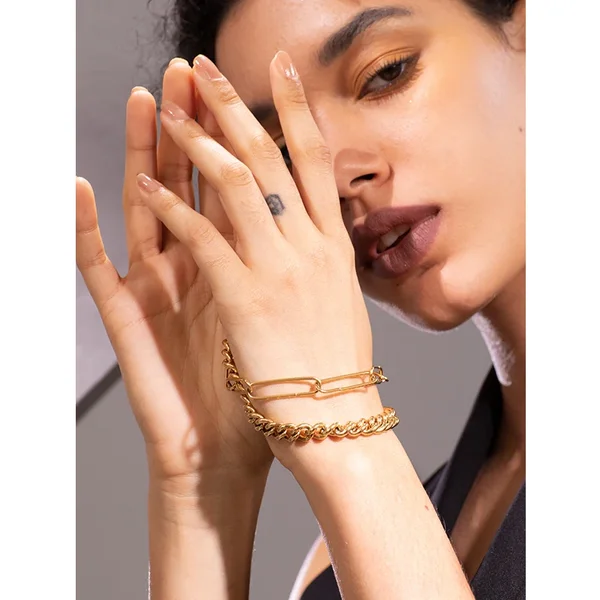 Hip Hop Chain Bracelet For Women Pulseras Stainless Steel 18K Gold Plated Bracelets Halloween Fashion Jewelry B192073