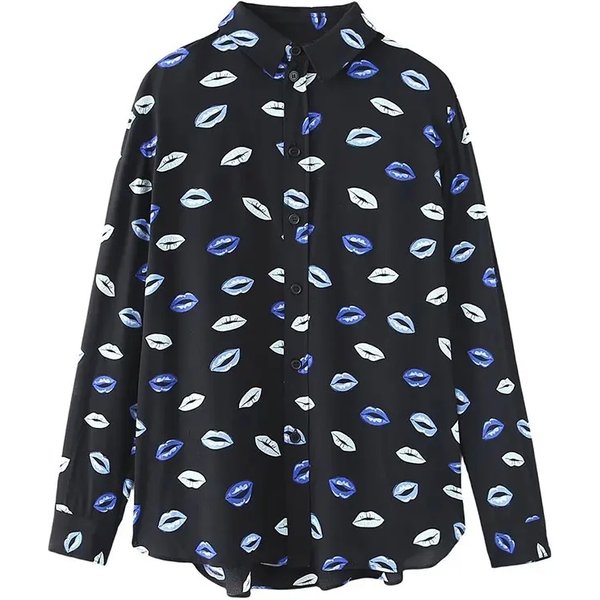 2025 Spring Women Fashion Blouses Print Long Sleeves Loose Single Breasted Shirts Female Vintage Elegant Women's Shirt