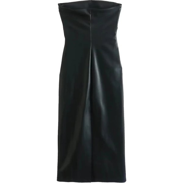 Black Faux Leather Dress Woman Off Shoulder Long Dresses For Women Backless Midi Bodycon Dress 2025 Sexy Party Dresses