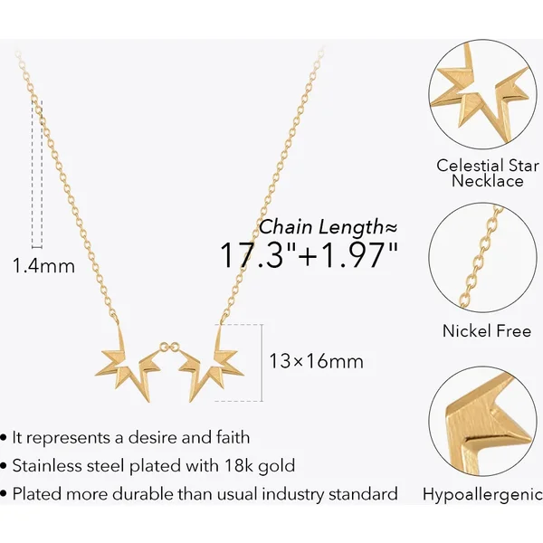 Celestial Star Necklace For Women Gold Color Necklaces Collares Para Mujer Stainless Steel Kpop Fashion Jewelry P3314