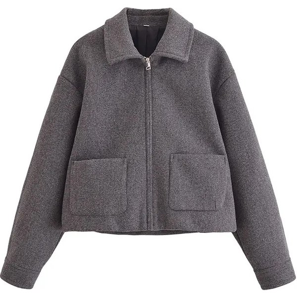 Autumn Winter Elegant Women Loose Jacket Long Sleeve Zipper Oversize Coat Female Bomber Jacket Outerwear