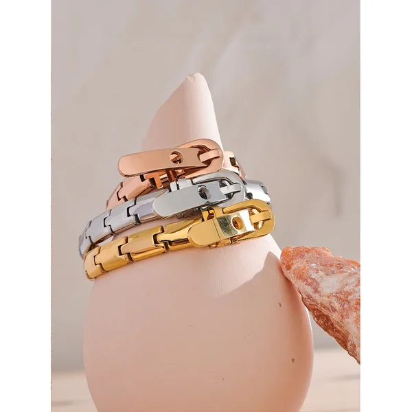 Stainless Steel Texture Chain 3 Colors Cuban Bracelet Bangle Men Women High Quality Metal Waterproof Wrist Unisex Jewelry