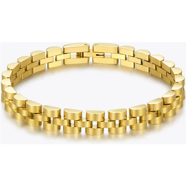 Punk Watchband Bracelets For Women Stainless Steel Gold Color Armband Bangles 2025 Fashion Jewelry Friends Gifts B2165