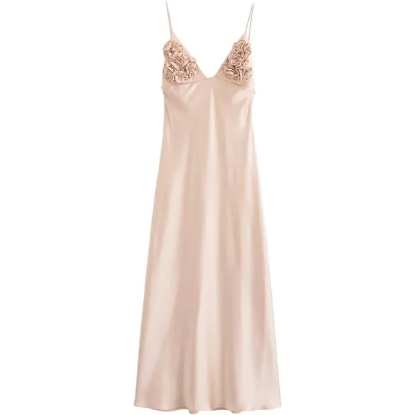 Brangdy 2025 Women's Silk Satin Dress Dresses on Sale Clearance Sexy Costume Long Robe Femme Elegant Fashion Summer Party