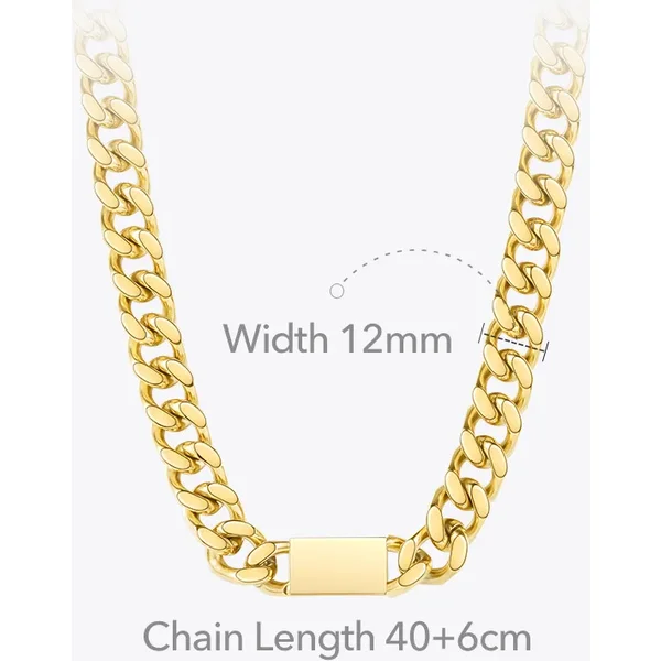 Punk Cuboid Chain Necklace For Women Gold Color Chunky Necklaces Stainless Steel 2025 Fashion Jewelry Collier P3175