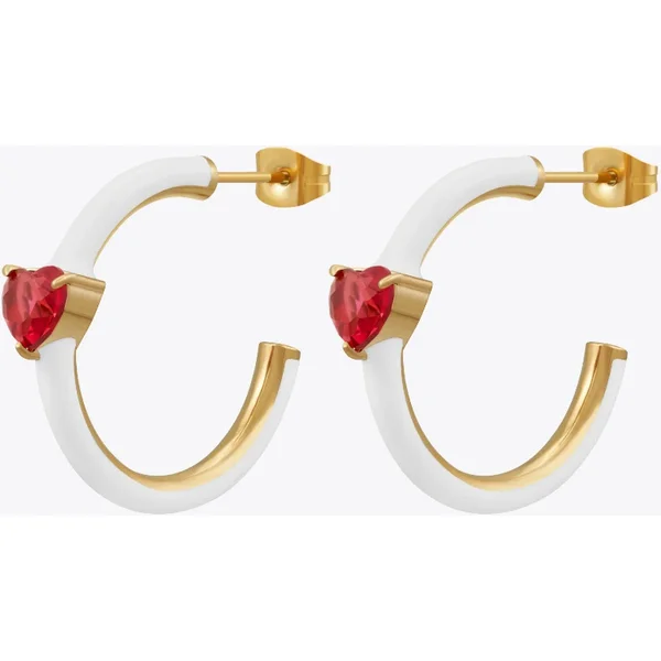 Enfashion Aros Drip Oil Heart Hoop Earrings Gold Color Stainless Steel Hoops Earings For Women Fashion Jewelry Party E231512