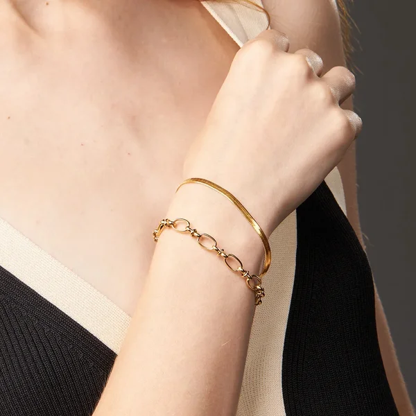 Snake Bone Bracelet For Women Gold Color Shine Bracelets Kpop Stainless steel Fashion Jewelry Gift 2025 Pulseras B2193