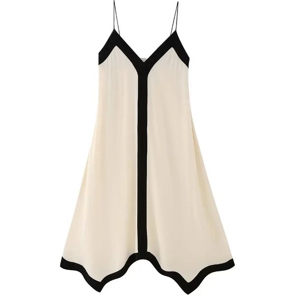 Rindu 2025 Women's Stitching Camisole Dress Summer Sexy Prom Female Dress Zevity Elegant and Pretty White Dress