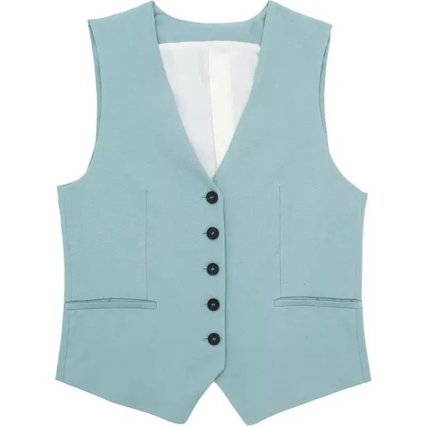 Autumn Women Casual Waistcoat Pants Set Single Breasted V Neck Tank Tops + High Waist Zipper Office Lady Chic Trousers Suit