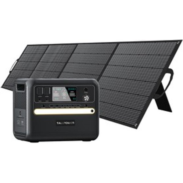 Tallpower V2400 Portable Power Station + 1X TP400 400W Portable Solar Panel 2160Wh Lifepo4 Solar Generator 2400W Ac Output Adjustable Input Power Pd 100W Usbc Ups Function Led Light 13 Outputs Black-image