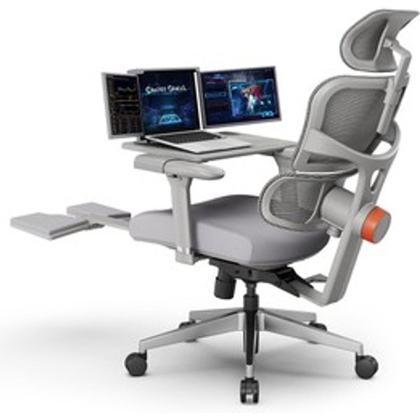 Newtral NT002 Chaise Ergonomique Avec Reposepieds + Bureau Amovible Gris-image