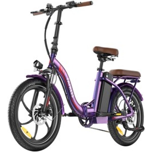 Fafrees F20+ Pro VéLo éLectrique Pliable Moteur 250 W Batterie 36 V 225 Ah Pneus 20 X 3 Pouces Vitesse Maximale 25 Kmh Autonomie Maximale 100 Km Freins à Disque Suspension Avant Shimano 7 Vitesses Violet Rosé-image