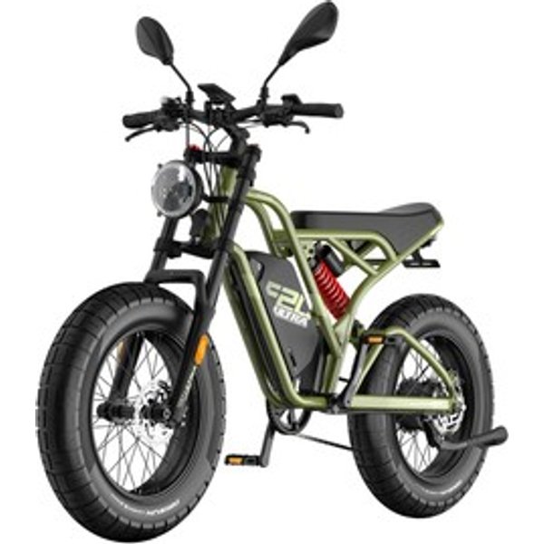 VéLo éLectrique Fafrees F20 Ultra Version AméLioréE Avec Freins Moteur 750 W Batterie 48 V 25 Ah Pneus Larges 20 X 5 Pouces Autonomie Maximale 140 Km Freins à Disque MéCaniques Suspension Hydraulique Shimano 7 Vitesses Noirvert-image