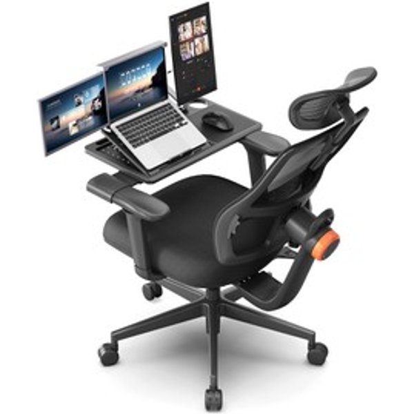 Newtral MAGICH003 Chaise Ergonomique Avec Bureau Amovible Mise à Niveau Dossier à Suivi Automatique Support Lombaire Adaptatif Profondeur Dassise RéGlable Accoudoir Inclinable 3D 3 Positions à Verrouiller-image