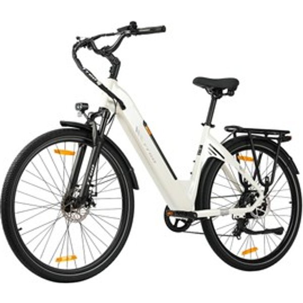 Ttgo C3 SE VéLo éLectrique Moteur 250W Batterie 36V 18Ah Pneus De 28 Pouces Vitesse Maximale De 25 Kmh Autonomie Maximale De 120 Km Freins à Disque MéCaniques Fourche à Suspension Avant Shimano 7 Vitesses Blanc-image
