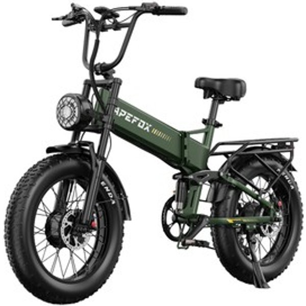 Apefox RH20 VéLo ÉLectrique Pliable Double Moteur De Moyeu De 750W Batterie Lithium 48V 225Ah Vitesse Maximale De 50 Kmh Autonomie De 100 Km Pneus Fat 20×40 Suspension ComplèTe Freins Hydrauliques Transmission Shimano Tourney 7 Vitesses-image