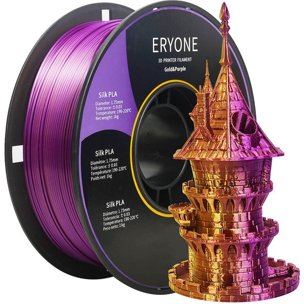 ERYONE Dual Color Silk PLA Filament 1kg Yellow and Purple