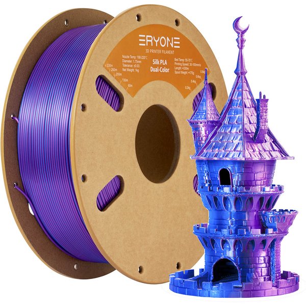 ERYONE Dual Color Silk PLA Filament Purple Blue