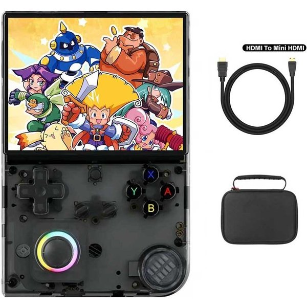 ANBERNIC RG40XXV Game Console White 32GB HDMI Cable Bag Black