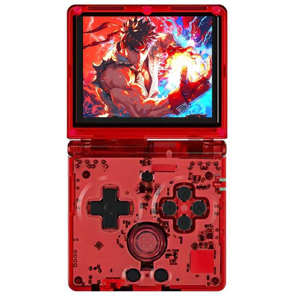 ANBERNIC RG35XXSP Flip Game Console Transparent Red