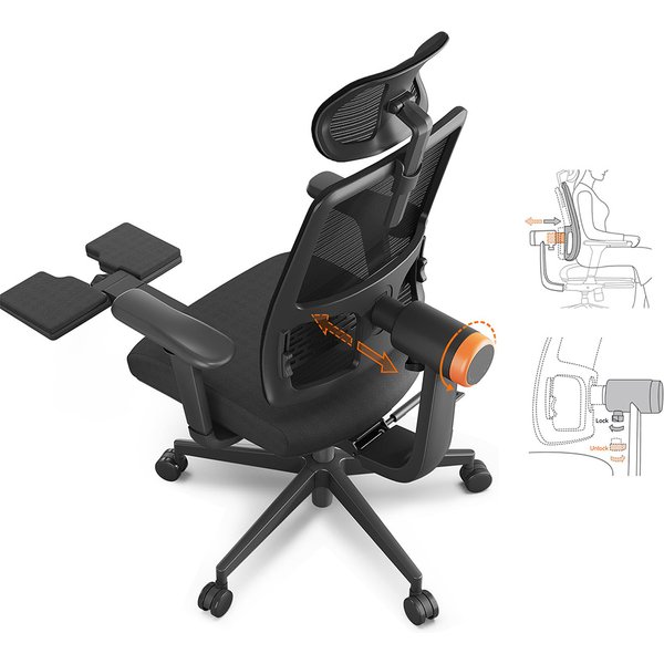 NEWTRAL MagicHBP Ergonomic Chair with Footrest Black