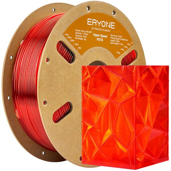 ERYONE High Speed PETG Filament 1kg Transparent Red