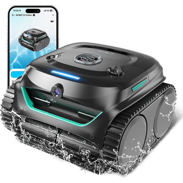 WYBOT C2 Vision Cordless Pool Robot Vacuum Black Green